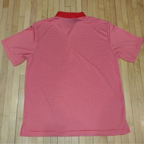 Grand Slam Performance Bright Red White Striped Mens Large Polo Golf Shirt - Picture 2 of 9